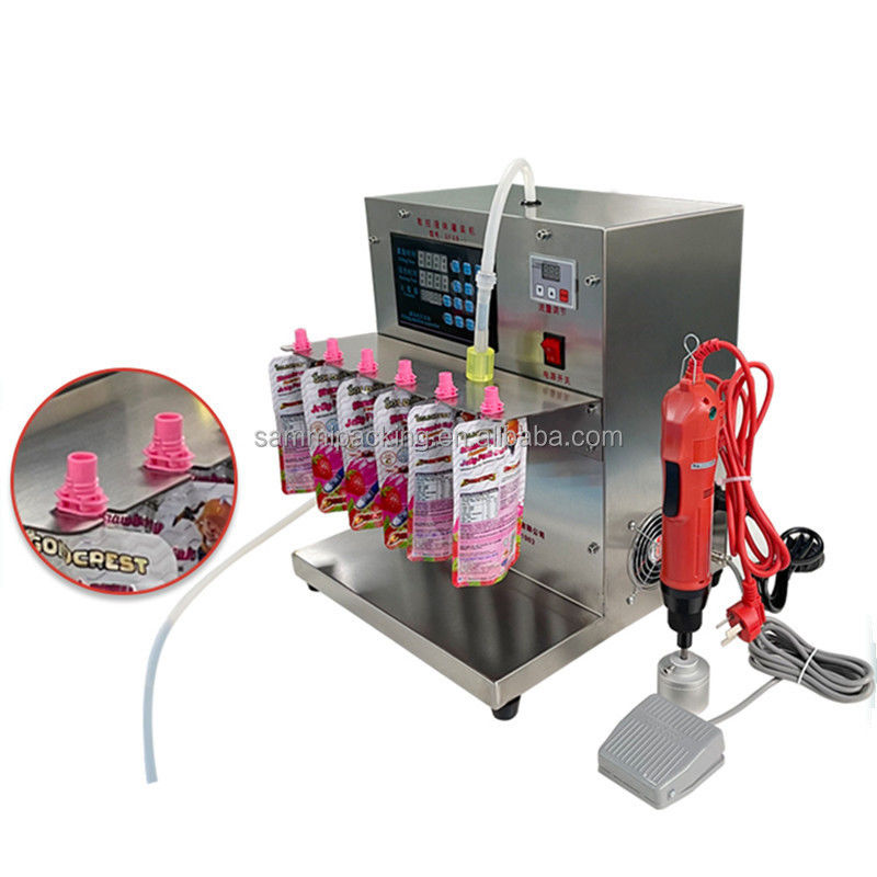 2000 ml Sacoche à bec de remplissage de liquide de la machine d'emballage Table type 2 têtes