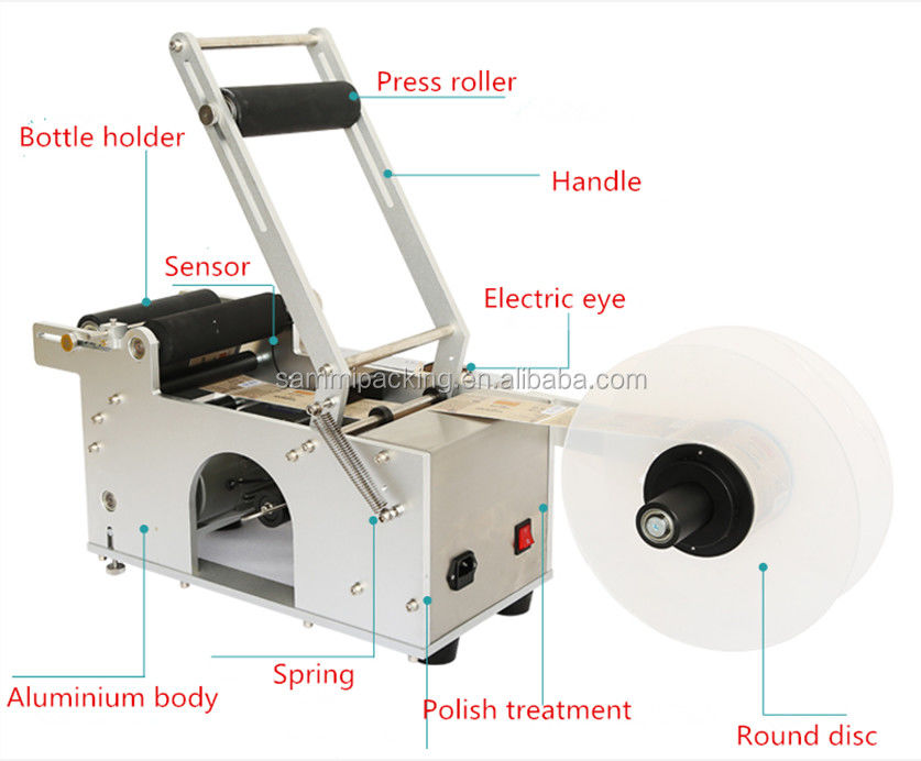 Appareil d'étiquetage semi-automatique à bouteille ronde de type électrique polyvalent