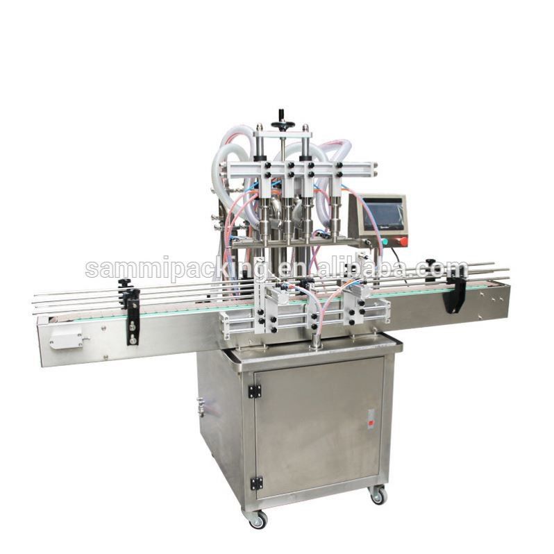 Machine de remplissage en ligne 4 buses Machine de remplissage de liquide débordement automatique Filler de bouteille liquide pour jus de boisson