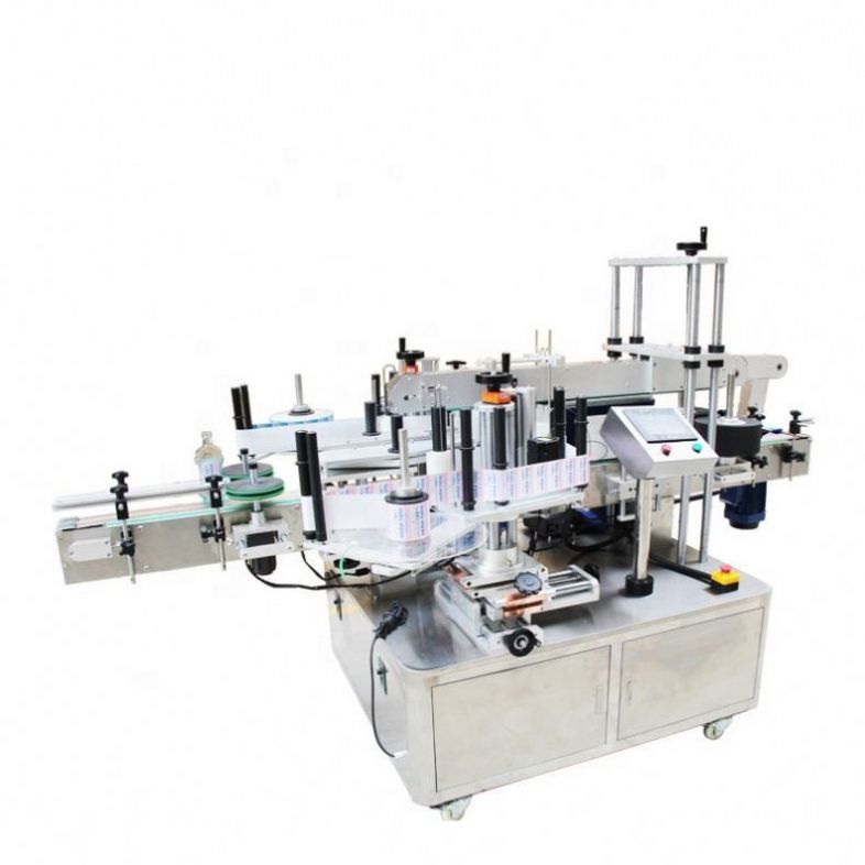 Machine d'étiquetage d'autocollants pour bouteilles carrées plates automatique pour deux côtés avant et arrière
