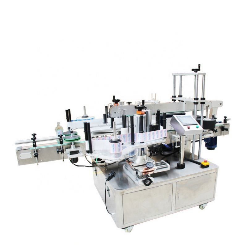 Machine d'étiquetage d'autocollants pour bouteilles carrées plates automatique pour deux côtés avant et arrière