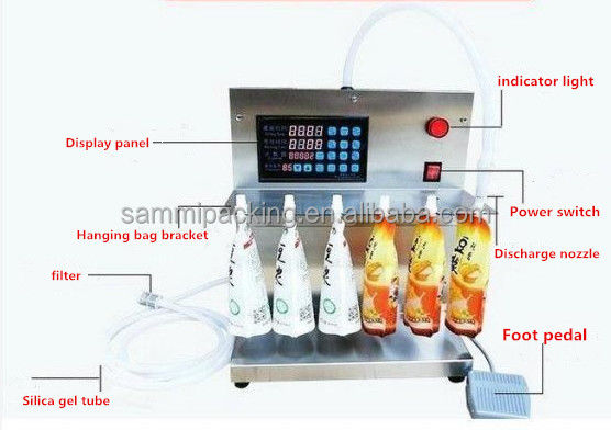 Machine de remplissage de sacs à bec sur mesure, machine de remplissage de liquide à table de type 100 ml 8 têtes