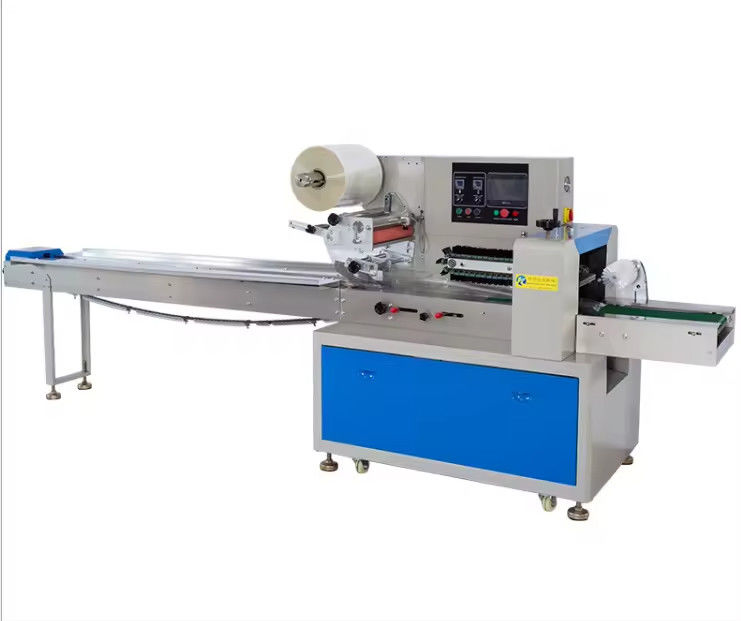 Machine d'emballage de sac d'oreiller à flux professionnel pour les biscuits à pizza, machine d'emballage d'oreiller à flux pour les biscuits horizontaux