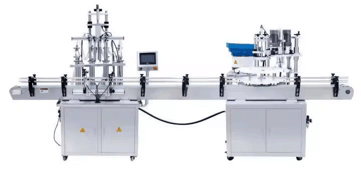 Machine de remplissage de liquide en ligne à 4 buses, remplisseur automatique de bouteilles liquides pour les jus de boissons