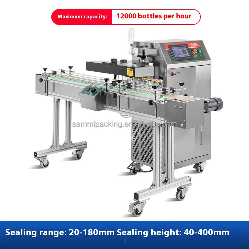 Machine automatique de scellage par induction à refroidissement par air pour plancher de bouteille Type scellage à induction continue Scellage à couvercles en aluminium Scellage