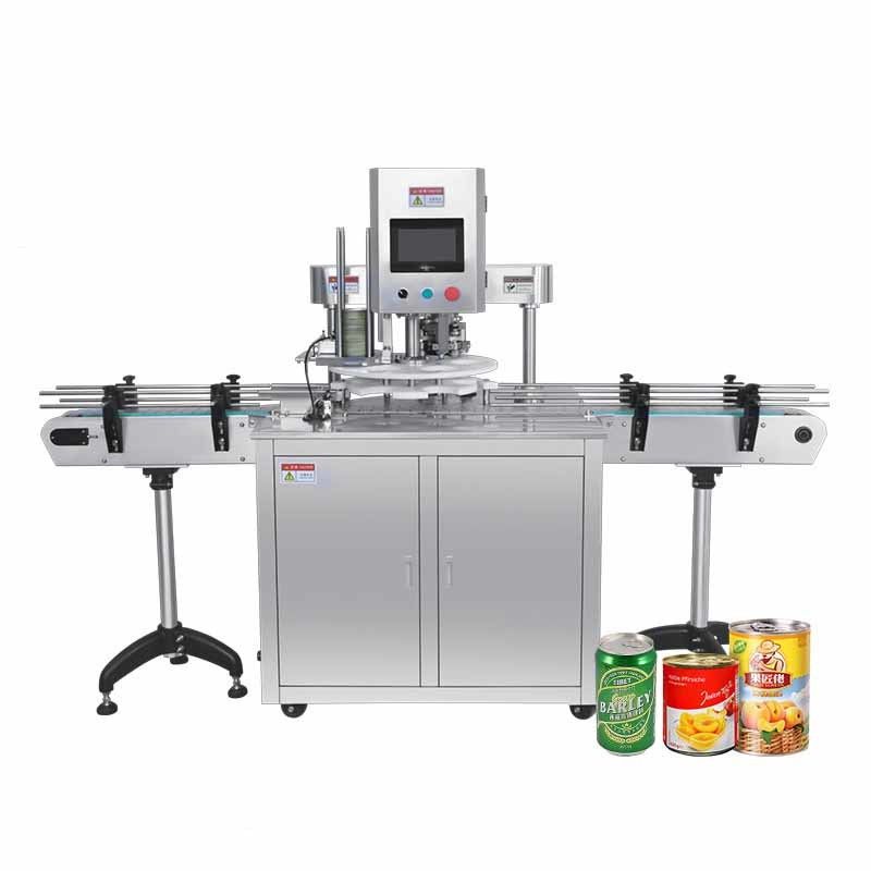 Étancheur de boîtes pneumatique entièrement automatique pour les applications alimentaires et chimiques
