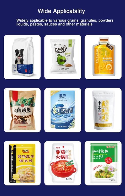 Machine automatique d'emballage de sacs à granules multi-fonctions sac à fermeture à glissière préfabriqué pour animaux de compagnie