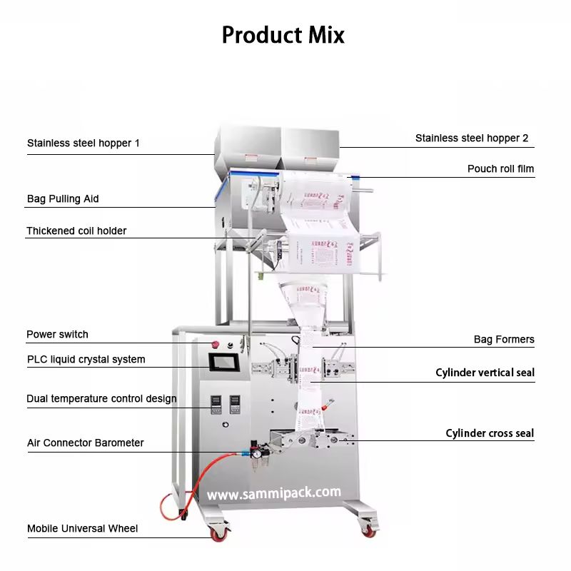 Machine industrielle automatique d'emballage pour les granulés poudres de thé Aliments en sacs double système de pesage PLC Fast Packager