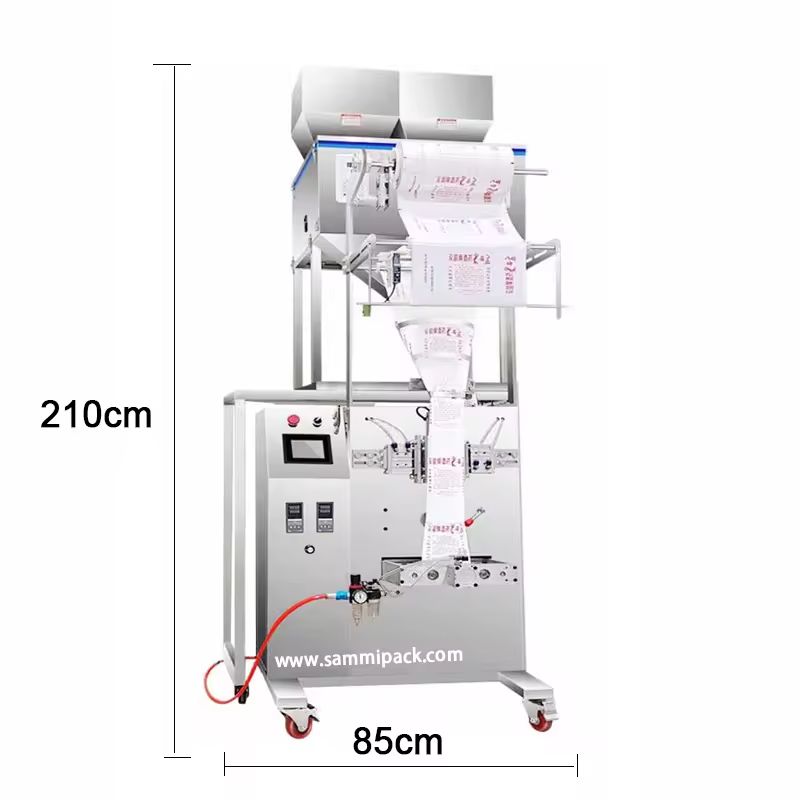 Machine industrielle automatique d'emballage pour les granulés poudres de thé Aliments en sacs double système de pesage PLC Fast Packager