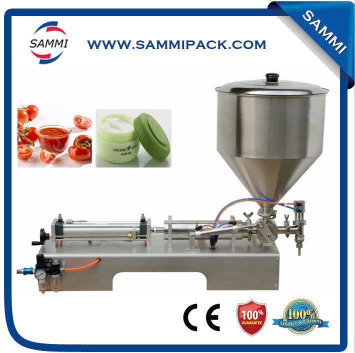 Machine de remplissage de crème + liquide, machine de remplissage de crème à tête unique, machine d'embouteillage de sauce tomate / confiture / crème avec mélange