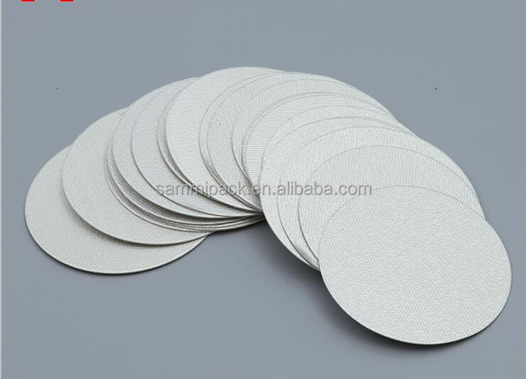 Garniture de scellage par induction en aluminium pour verre, PET 70 mm, film plastique papier ciré aluminium