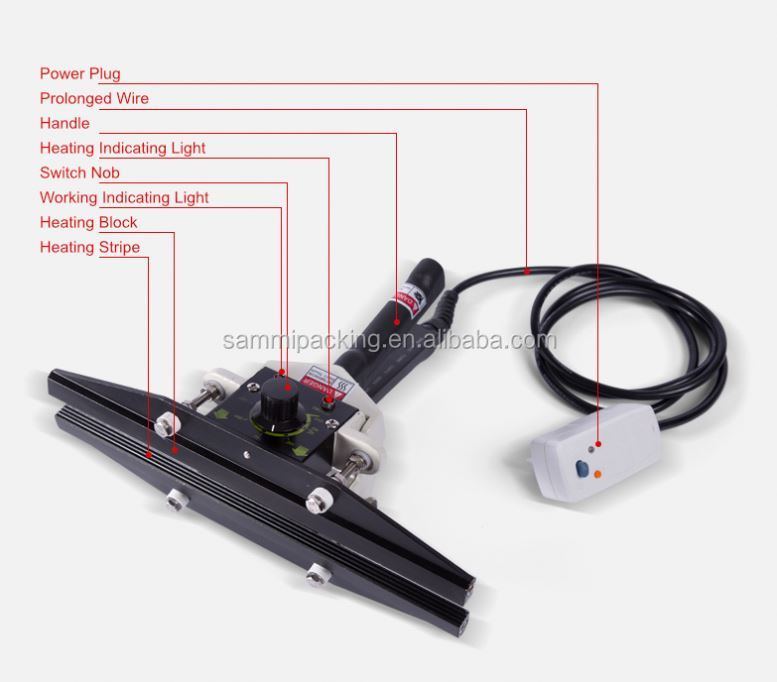 FKR-200 Scelleuse manuelle à impulsion semi-automatique pour l'emballage de cartons, de marchandises et de boissons