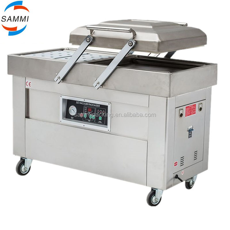 Machine à emballer sous vide à double chambre multifonctionnelle pour le bacon de bœuf poulet tofu arachide fruits de mer