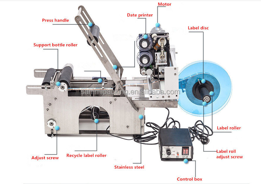 Machine d'étiquetage de flacons en verre de 10 ml semi-automatique, conditionnement horizontal de bouteilles en carton/boîte, moteur électrique, état neuf