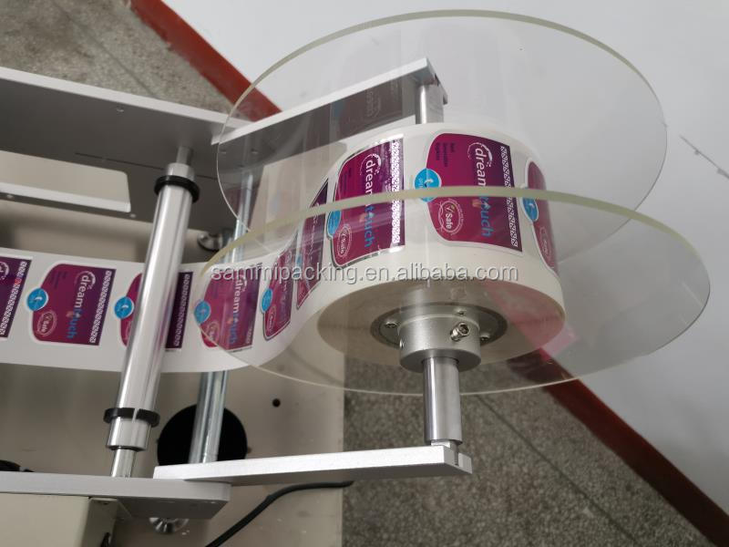 Machine d'étiquetage de bouteilles rondes semi-automatique double face pour bouteilles de vin, confitures, bocaux en plastique et en verre, boîtes de conserve, applicateur d'étiquettes