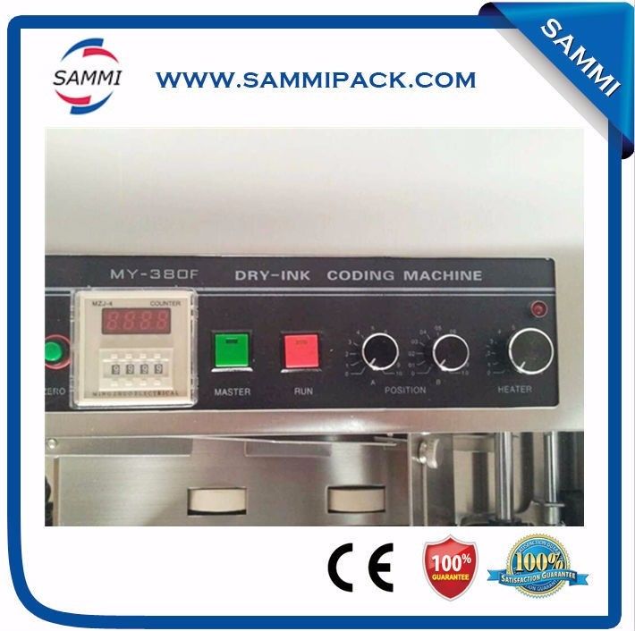 Machine de codage automatique à encre solide MY-380 pour l'impression de numéros de lot/date/expiration sur papier, film d'emballage et étiquettes avec rouleaux d'encre chaude