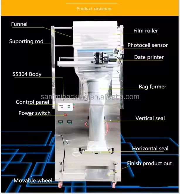Machine automatique d'emballage de granules en poudre de haute qualité 100-500g Noix épices Chili Grains Poudre collations machine d'emballage avec CE
