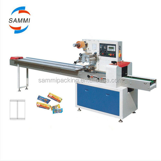 Machine d'emballage à oreiller horizontal multifonctionnelle Des biscuits, des barres de chocolat, des boissons