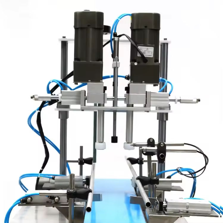 Machine à visser pneumatique de bureau semi-automatique à haute efficacité pour bouchons en plastique de cosmétiques, boissons, bouteilles en verre et vaporisateurs