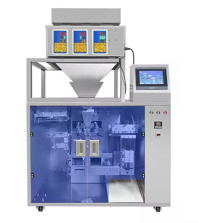 Machine universelle de remplissage et de scellage vertical pour sachets, aliments pour animaux, fruits secs, sachets préfabriqués, machine d'emballage Doypack