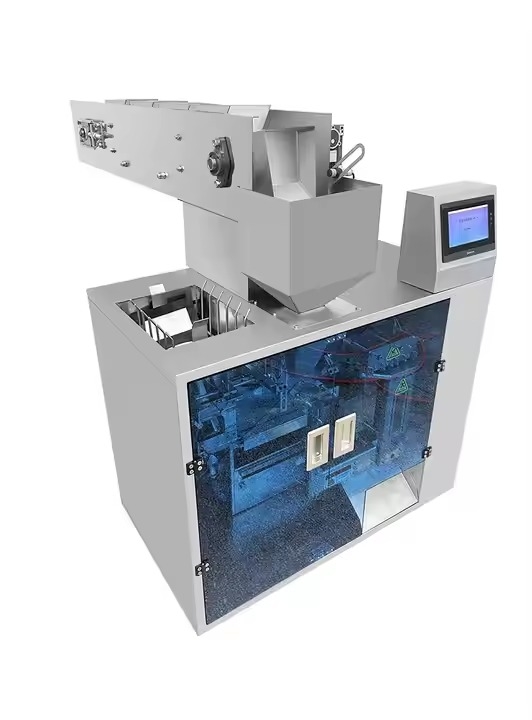 Machine d'emballage 4 en 1 pour sachets préfabriqués à fond plat, à haut rendement, avec prise, ouverture, remplissage et scellage pour noix/sucre/café/céréales