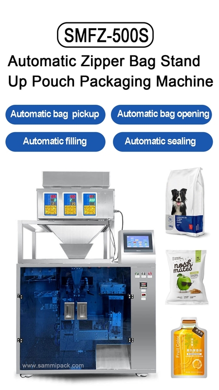 Machine d'emballage de sachets préfabriqués pour noix, sucre, céréales, fruits secs - Machine verticale de remplissage et de scellage de sacs facile à utiliser, PLC