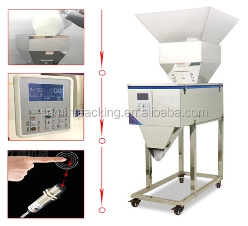 High Quality 100-3000g Weighing Machine Semi Automatic Spice Powder Weighing Filling Machine Vibration Weigher with Big Hopper
