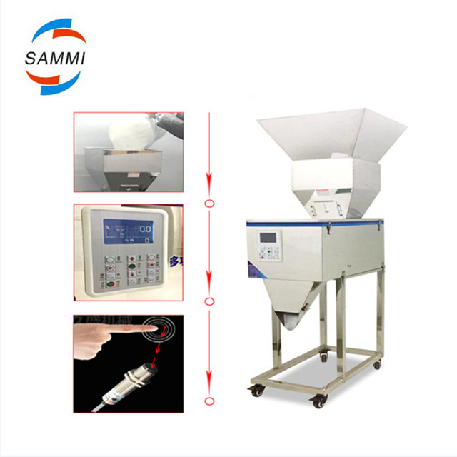 Machine de remplissage pondéreuse semi-automatique de haute qualité 100-3000g pour granulés/poudre/riz/café/épices avec grande trémie