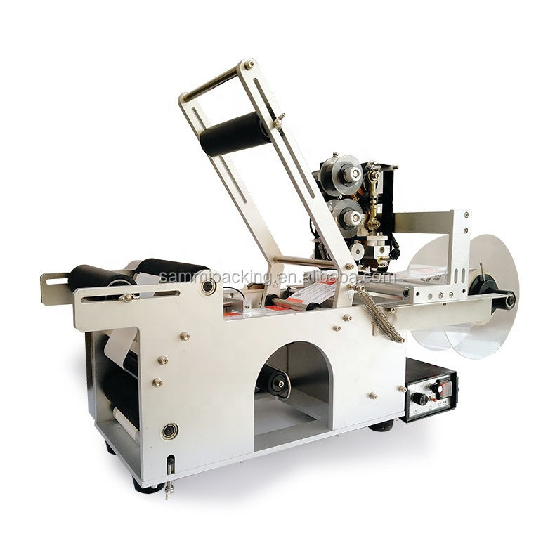 Machine d'étiquetage semi-automatique MT-50D de haute qualité pour bouteilles/pots ronds avec codeur à marquage à chaud