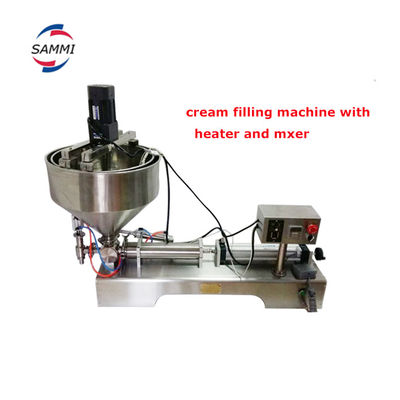 Pneumatique semi-automatique machine de remplissage d'huile de pâte liquide sauce de miel shampooing avec chauffage et mélangeur
