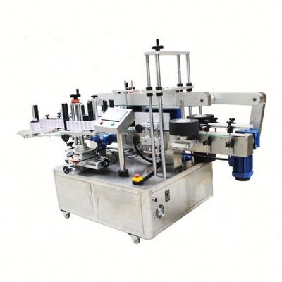 Machine d'étiquetage d'autocollants pour bouteilles carrées plates automatique pour deux côtés avant et arrière