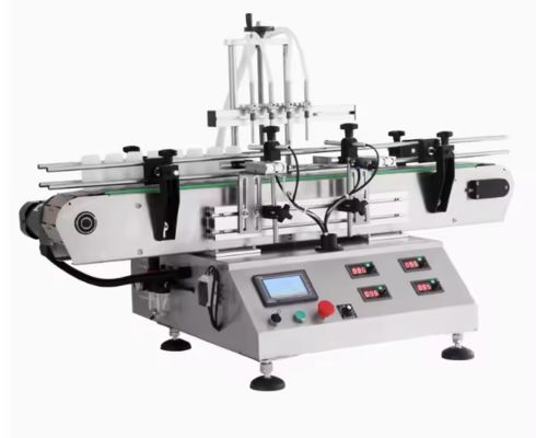 4 têtes pompe magnétique automatique de table machine de remplissage de liquide pour l' huile d' eau de jus