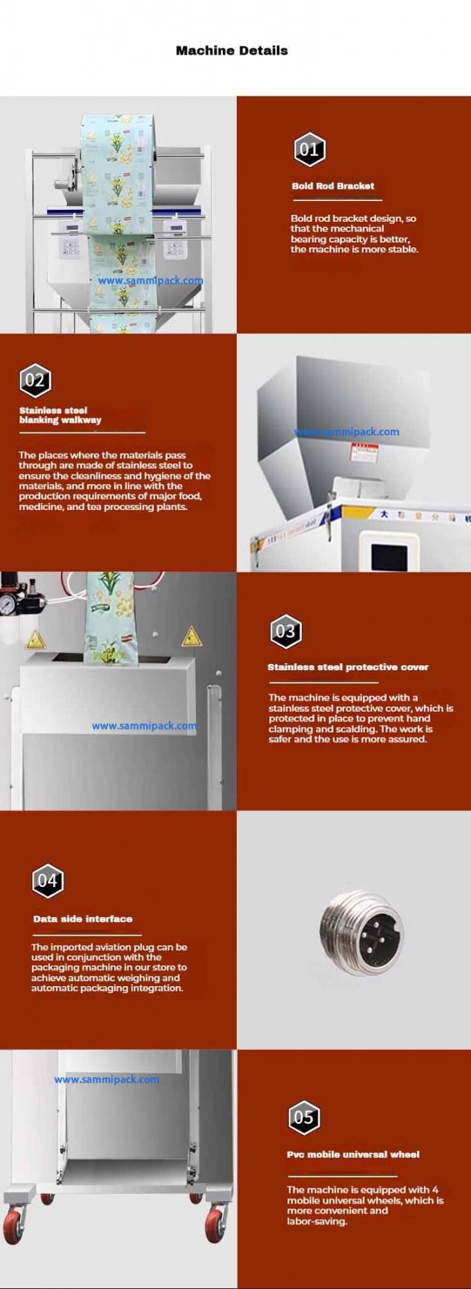 Machine de remplissage de sucre à double tête multifonctionnelle de poids de grains de café 500g 1000g 450*470*1750MM Produit 5