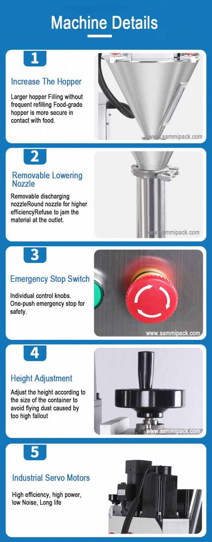 Machine de remplissage de poudre semi-automatique à entraînement électrique pour bouteilles, sacs, lait, cosmétiques, pesage, dosage, remplisseuse à vis sans fin 8